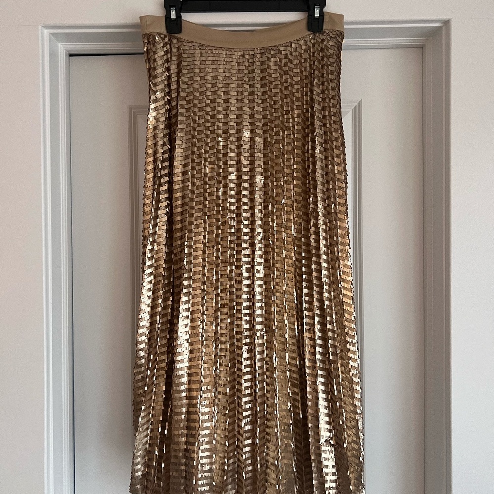 Maeve by Anthropologie Gold Embellished Skirt
